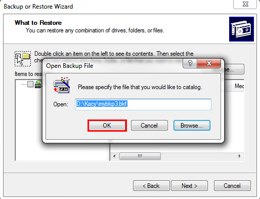 open backup file